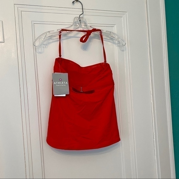 Athleta Textured Bandeau Tankini Top Saffron Red Size XXS - Picture 4 of 7